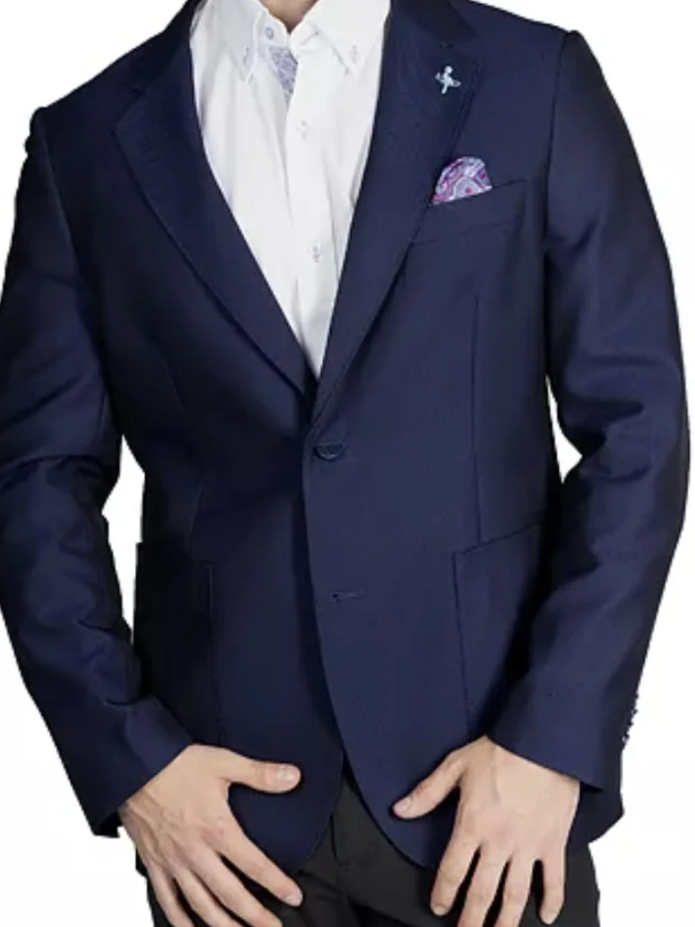 Tailorbyrd Navy Sport Coat with Floral Lining